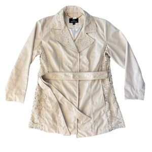 Dennis By Dennis Basso Coat With Belt Ivory Lace Women’s Size Medium Structured